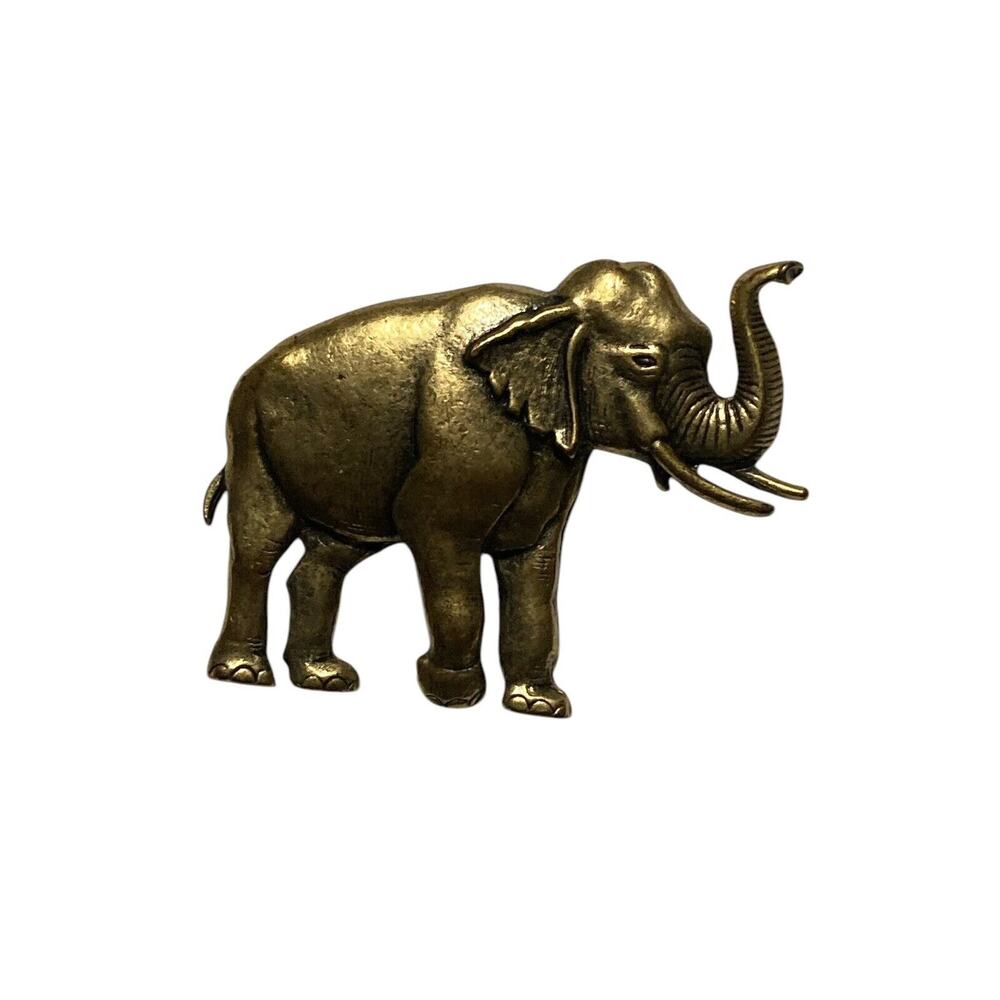 Vintage Estate Brass Tone Elephant Brooch Pin